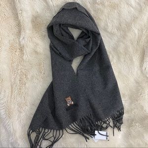 NWT Moschino Wool Scarf Bear Grey